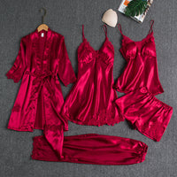 Rebecca | 5-Piece Satin Lace Nightwear Set