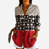 Imogen | Retro Colorblock Print Blouse