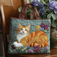 Quilted Tote Bag - Orange Cat