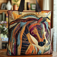 Quilted Tote Bag - Multicolored Mosaic Horse
