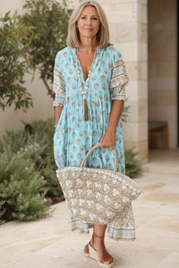 Kiara - Printed Half-Sleeve Dress