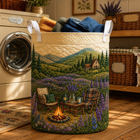 Eunice Lavender Mountain Cottage Campfire Quilted Laundry Basket
