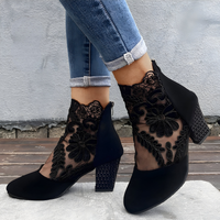 Norene™ | Elegant Lace Ankle Heels with Comfortable Block Heel