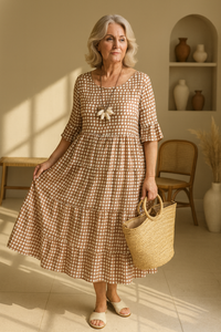 Iris | Sable Short-Sleeve Midei Dress