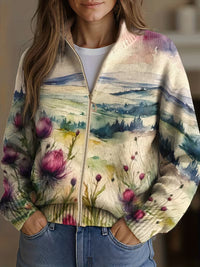 Zelda | Scottish Thistle Zip Cardigan