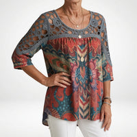 Zénaïde™ — Printed Ethnic Blouse Bohemian Natural Femininity