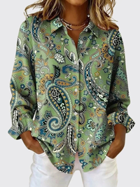 Marion | Paisley Print Button-Up Blouse