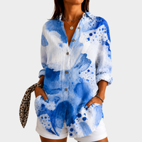 Estelle | Coastal Watercolor Print Blouse