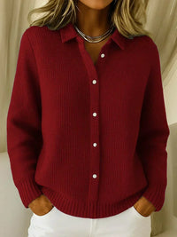 Katrina Wine Red | Textured Knit Button Cardigan