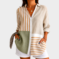Constance | Coastal Patchwork Print Blouse