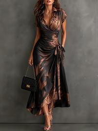 Larissa | Women's Abstract Print Wrap Midi Dress