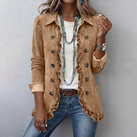 Briallen | Brown Elegant Ruffle Denim Jacket