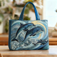 Dolphin Quilted Tote – Ocean Waves
