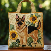 German Shepherd Quilted Tote – Sunflower Design