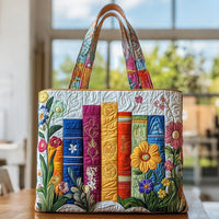 Book Lover Quilted Tote – Floral Library