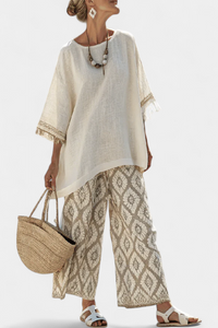 Breezy Blouse & Wide-Leg Pants Set | Women's Outfit