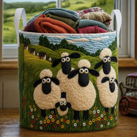 Bessie Meadow Sheep Quilted Laundry Basket