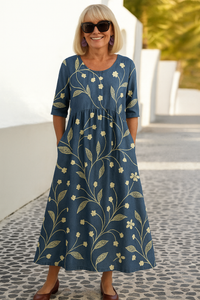 Eliza | Relaxed Midi Dress - Effortless Elegance