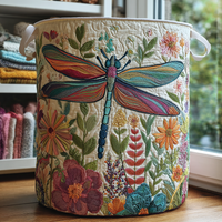 Amanda Dragonfly Meadow Quilted Laundry Basket