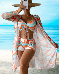 High Waisted Bikini Set with Cover-Up | Women's Swimwear