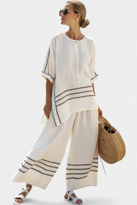 Striped Asymmetrical Women's Set | Loungewear Two Piece Set