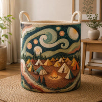 Marjorie Retro Campfire Quilted Laundry Basket