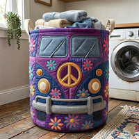 Pearl Colorful Hippie Bus Quilted Laundry Basket