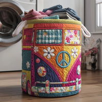 Ruby Colorful Hippie Bus Quilted Laundry Basket