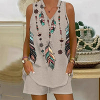 Vilma Boho Feather Lounge Set | Women's 2-Piece Loungewear