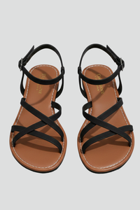 Women’s Strappy Open-Toe Flat Sandals with Ankle Strap