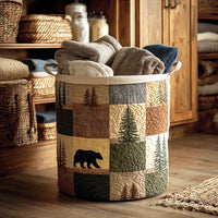 Sharon Cabin Bear Quilted Laundry Basket