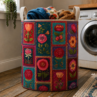 Muriel Colorful Floral Patchwork Quilted Laundry Basket