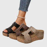 Women’s Open-Toe Studded Wedge Sandals for Comfort