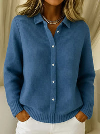 Katrina Dark Blue | Textured Knit Button Cardigan