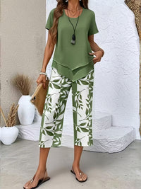Elmyra™ | Casual Leaf Print Two-Piece Set