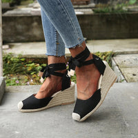 Women’s Cozy Lace-Up Wedge Espadrilles