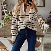 Mila | Half-Zip Striped Knit Sweater