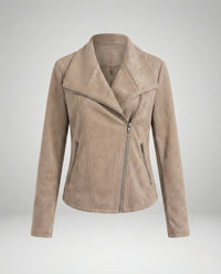 Isabella | Women's Asymmetric-Zip Tailored Faux Suede Biker Leather Jacket