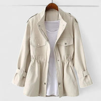 Olivia | Women's Coat Drawstring-Waist Utility Jacket Snap-Pocket