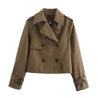 Olivia | Women's Cropped Double-Breasted Trench Coat Buckle Cuff