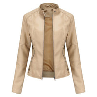 Madison | Women's Faux Leather Jacket Stand Collar Zip-Up Moto Jacket